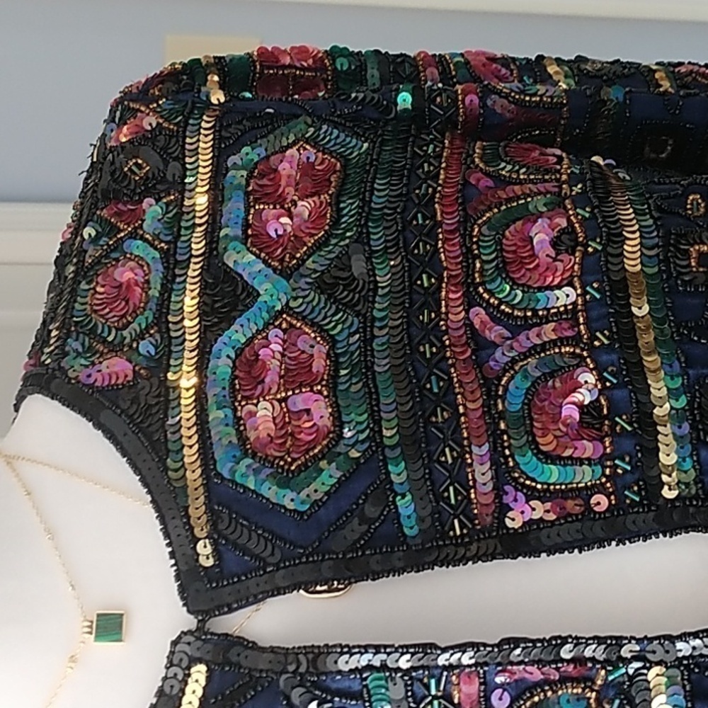Papell Boutique Evening Beaded Sequins Jacket Vintage S - Picture 3 of 12